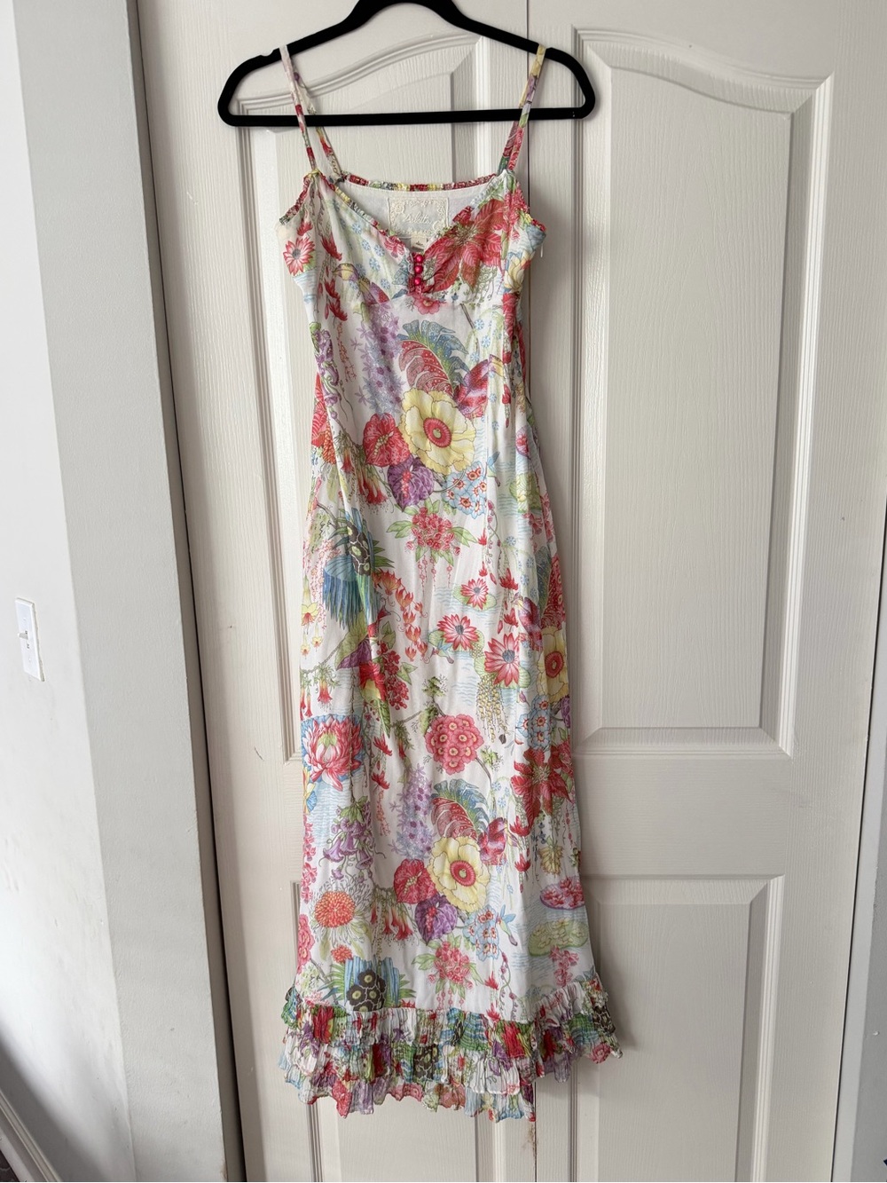 Anthropologie Deletta White Multi Floral Maxi Slip Dress